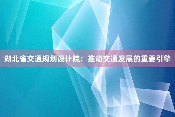 湖北省交通规划设计院：推动交通发展的重要引擎