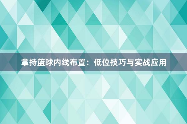 掌持篮球内线布置：低位技巧与实战应用